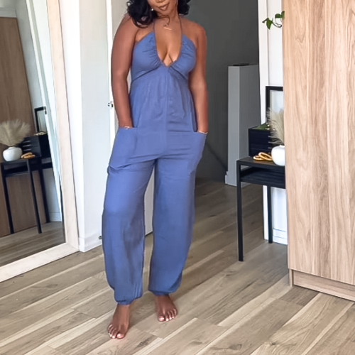 Hanging Solid Color Jumpsuit