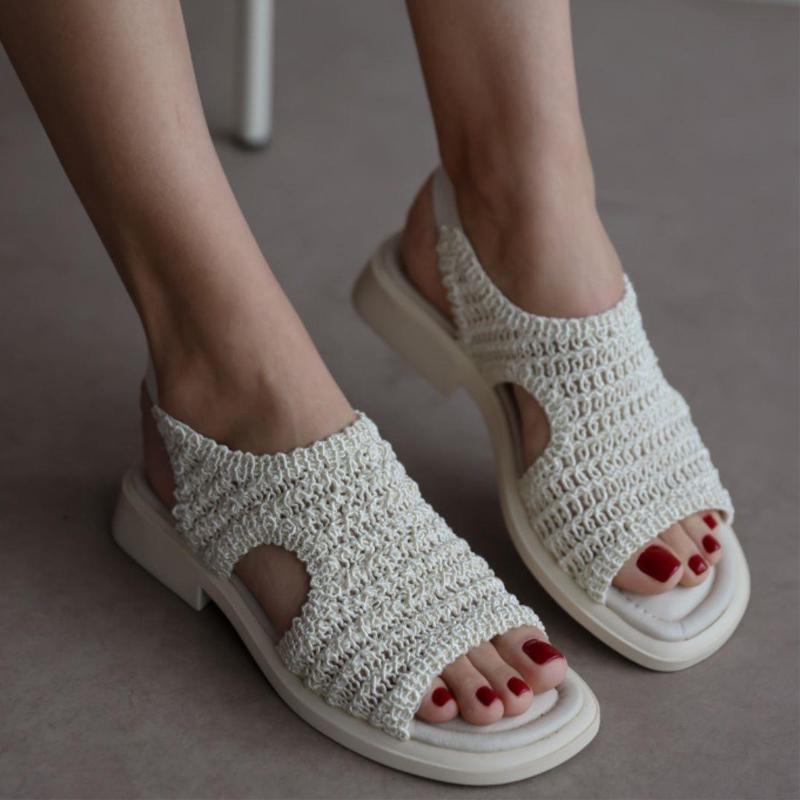 Genuine Leather Wicker Detailed Sandals