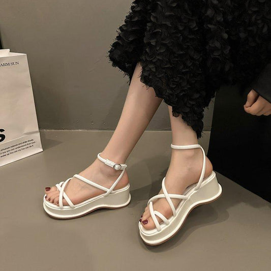 Summer crossover wedge roman shoes