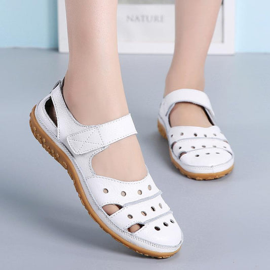 Women's openwork leather cave shoes