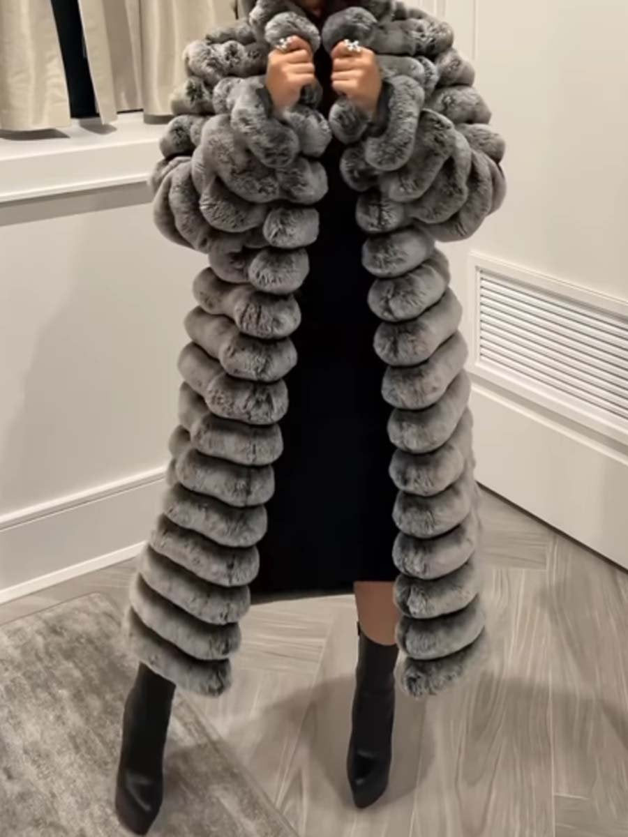 Women's Long Fluffy Coat Plush Outerwear