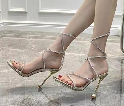 Crystal sexy strap-on Roman women's shoes