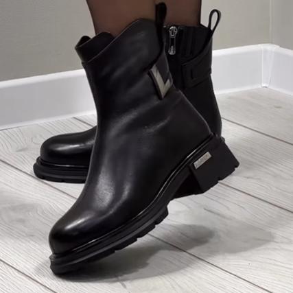 Zipper Padded Leather Boots