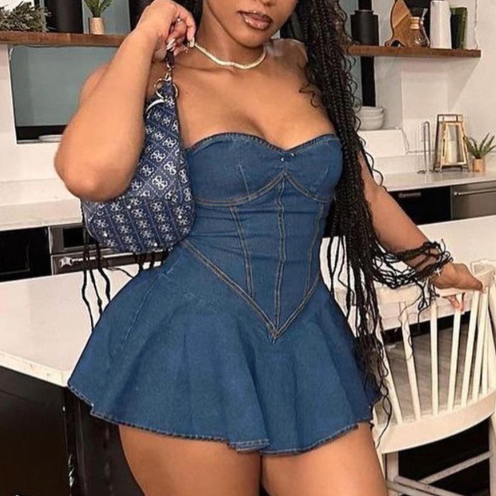 Sexy Sheath Denim Mini Dress