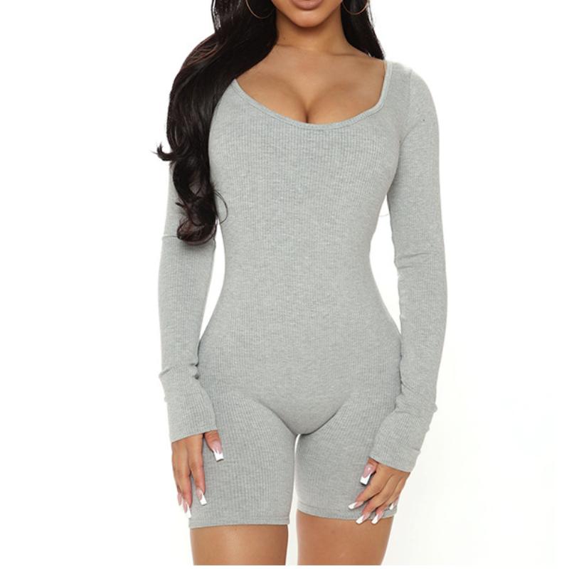 Solid Color Long Sleeve Jumpsuit