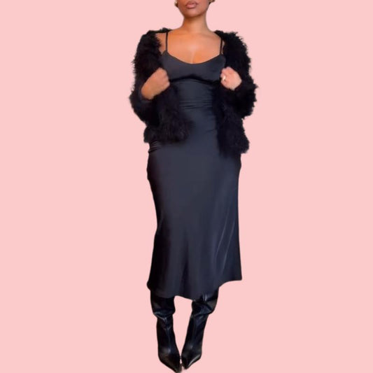 Black Plush Fur Coat