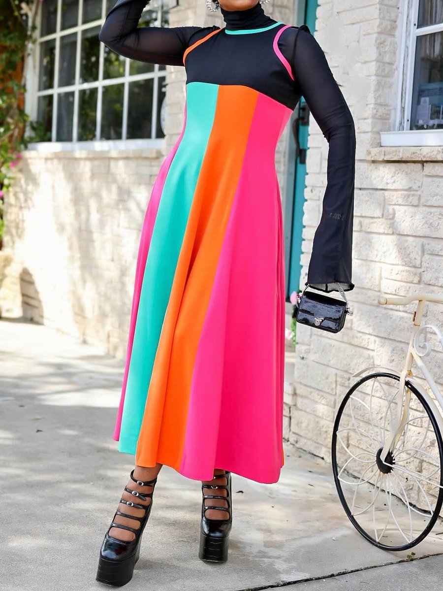 Multicolor Sleeveless Midi Dress