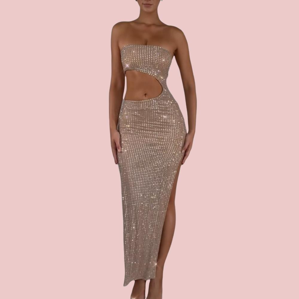 Sheath Sequin Split Midi Dress