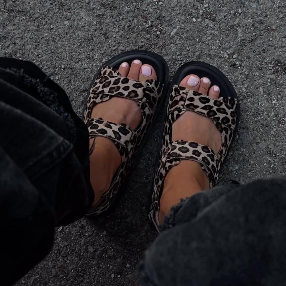 Leopard Print Velcro Sandals