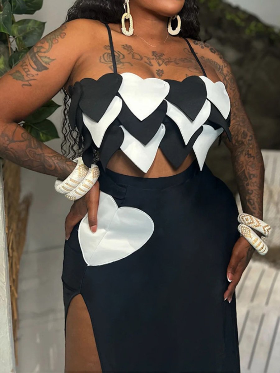 Black White Sweetheart 2pc Set