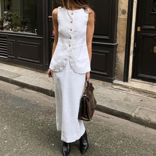 White Square Neck Sleeveless Vest