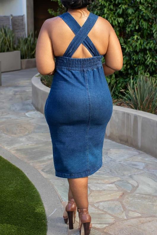 Chic Adjustable Denim Dress