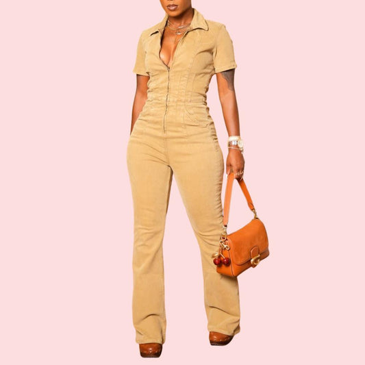 Yellow Washed Zipper Jumpsuit