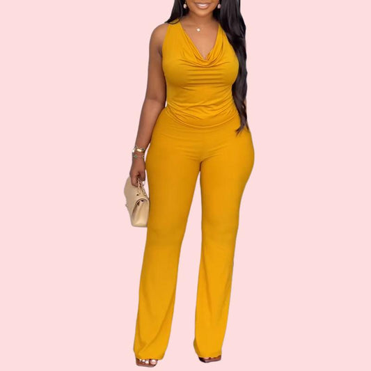 Yellow Sleeveless V-Neck Jumpsuit