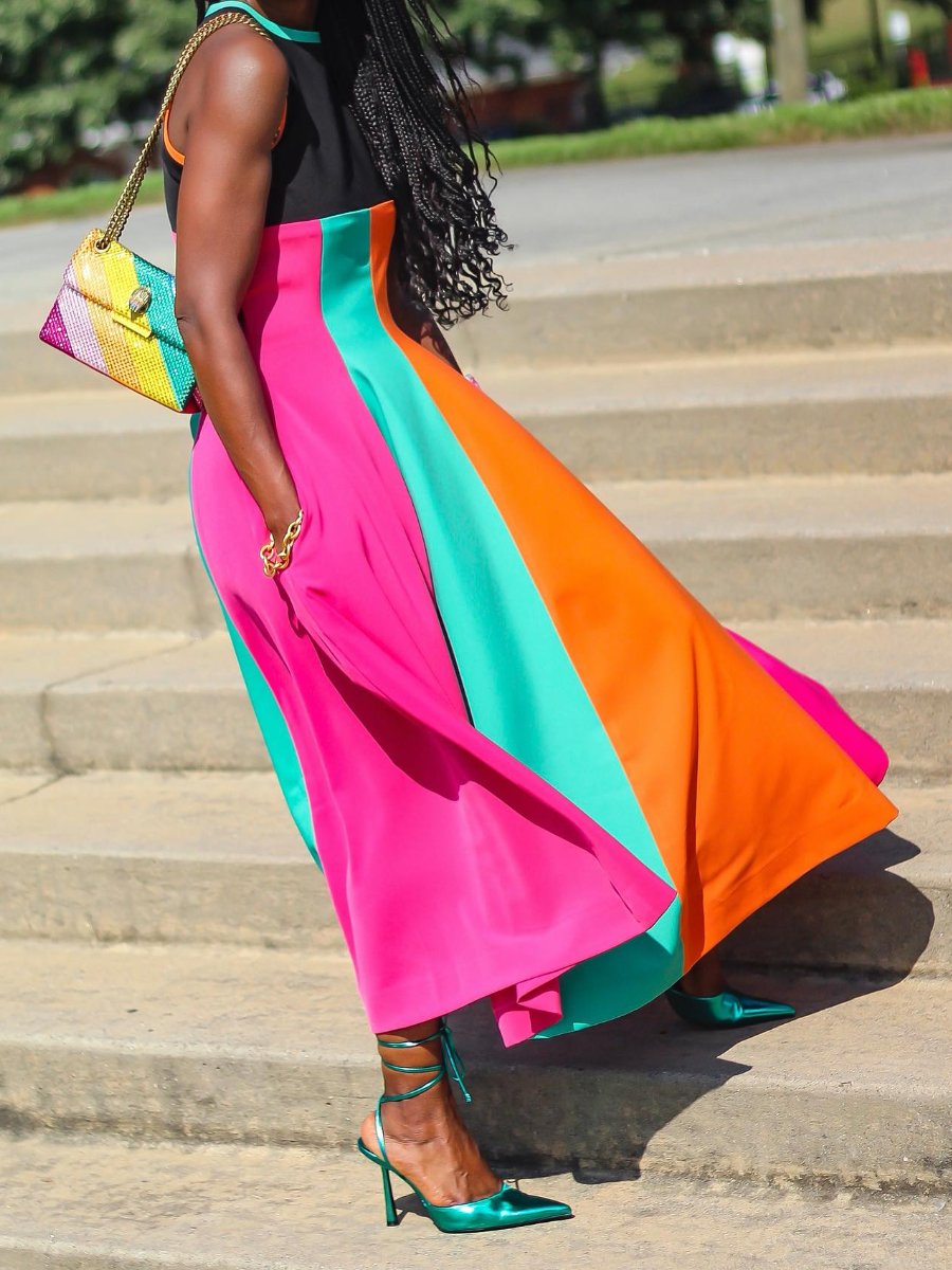 Multicolor Sleeveless Midi Dress